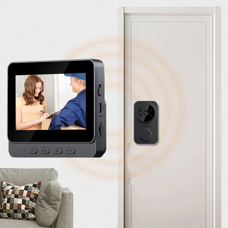 Cameră sonerie wireless: 1080P, unghi de 170°, ecran de 4,3 inci, rezistență la apă în exterior IPX65, vedere nocturnă